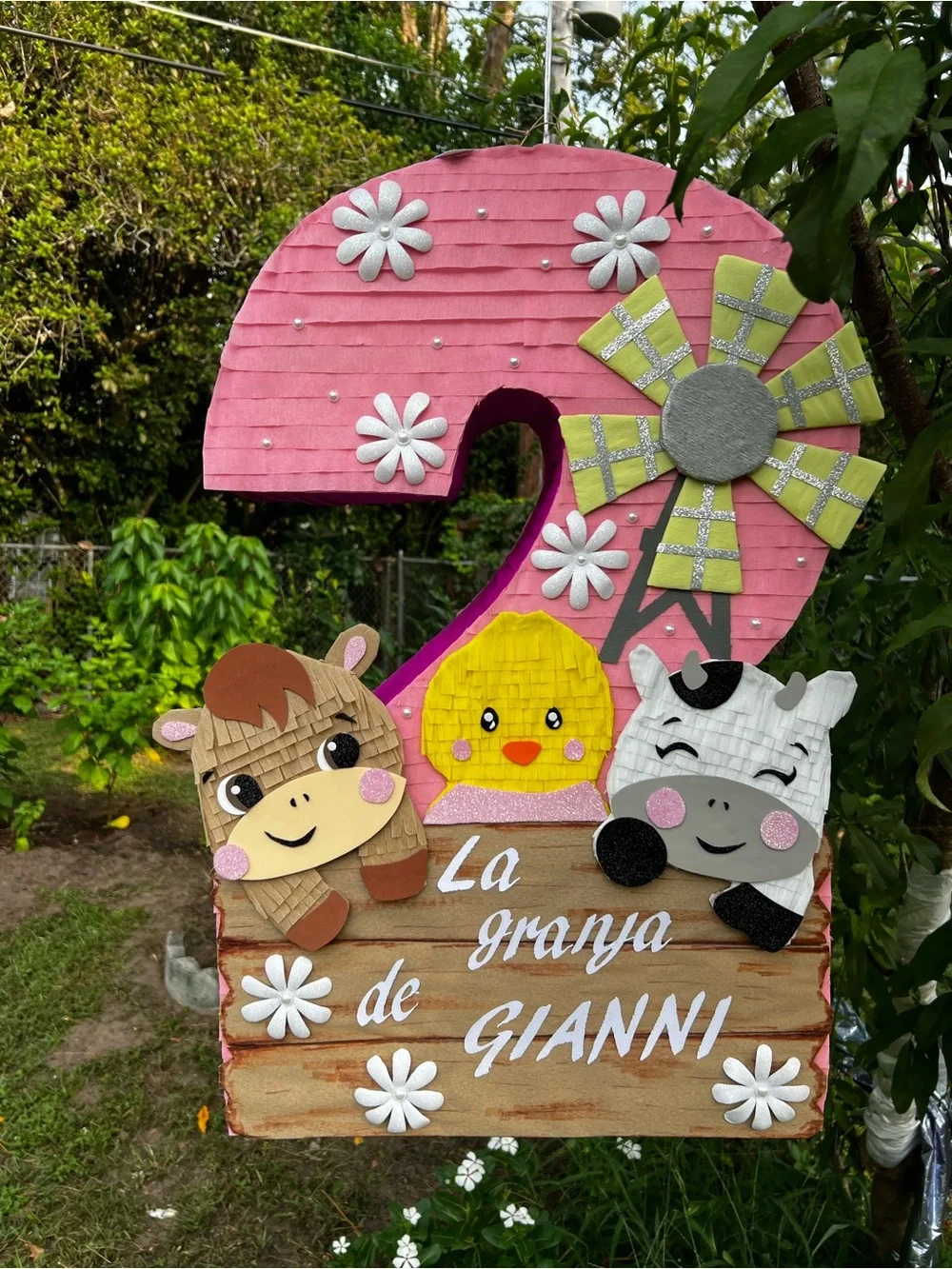 Pink Farm Animal Number 2 Party piñata- La Granja de Gianni